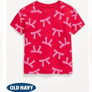 Red Kids T-Shirt with Pink Bow Pattern